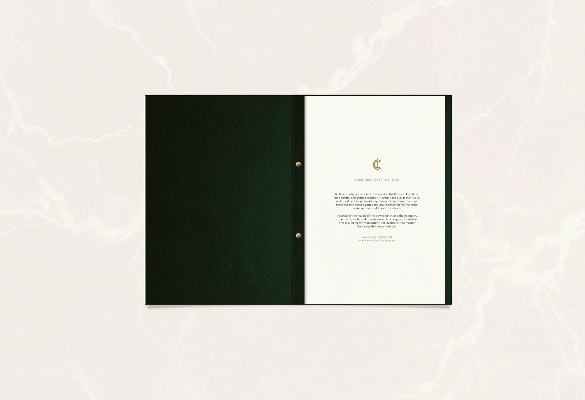 Cooper's Cut drinks menu opening: Here, drinks set the tone